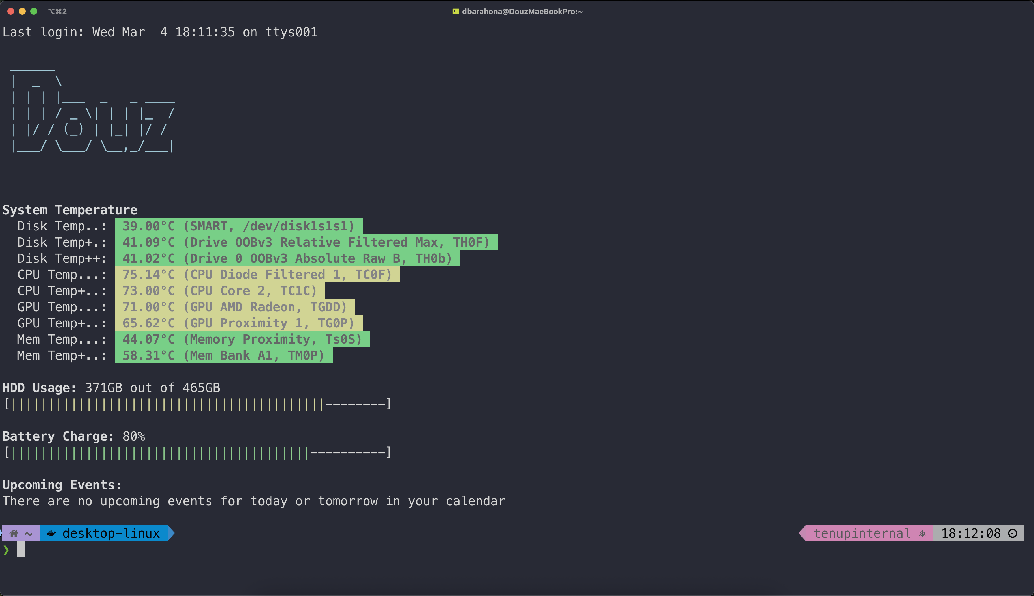Screenshot of mac-motd running in a terminal